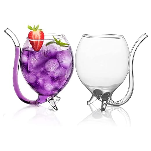 TINGJUNN Lot de 2 verres à vin créatifs avec pailles de 277 ml - Verres à cocktail pour jus de fruits, vin, pour la maison, les fêtes, les bars, les clubs