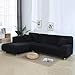 Produktbild Volwco Sofabezug, L-Form, 2 Stück, einfarbig, Sofabezug, 3-Sitzer, Stretch Sofa, Schonbezüge mit 16 Schaumstoffstäbchen, universell dehnbar, Polyester-Gewebe Schwarz