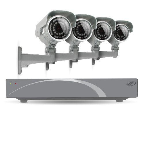 Amazing 🔥 SVAT 8CH Smart Security DVR with 4 Super Resolution Outdoor 100ft Night Vision Security Camera with IR Cut Filter 500 GB HDD iPhone, Android, Blackberry, iPad, PC & Mac compatible - 11030