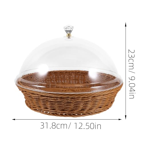 Cesta redonda para pan de tejido sintético marrón lavable para hogar 3