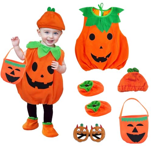 NAMIS Disfrazs de Calabaza para Niños,Disfraz Bebé Calabazas,Disfraz Halloween Niño Calabaza,Ideal para disfraces en carnaval, el Día del Niño,Apto niños 3 a 5 años una altura 100 a 120 cm