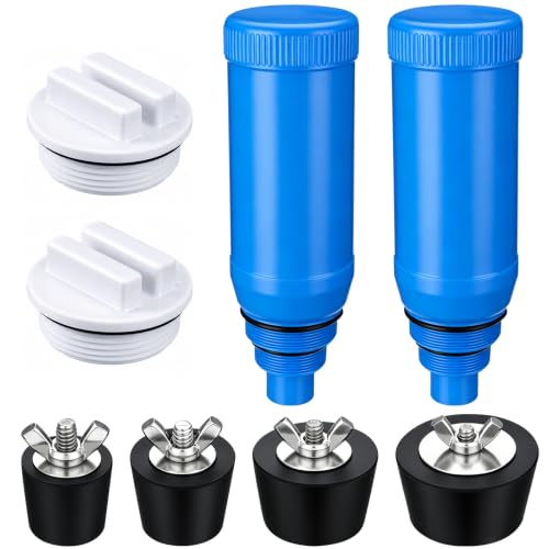 Image of 8 Pack Winterizing Pool Plugs Kit with 2 Skimmer 2 Threaded Plug 1 inch 1.25 inch 1.5 inch 2 inch Rubber Closing Stopper with Tapered Seals for Winter Return Line Cap Above Ground Inground Pools
