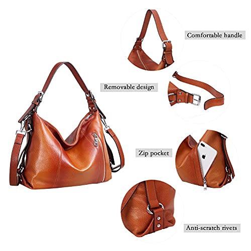HESHE Soft Genuine Leather Purses and Handbags for Women Tote Shoulder Bag Satchel Purse Top Handle Bags Hobo Crossbody Purse4