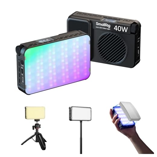 SMALLRIG RM 40C Mini Lampe Vidéo LED RGB, Batterie 4800 mAh, Écran LCD, Éclairage Portable pour Appareil Photo, pour Tiktok, Youtube, 2500K-10000K, CRI 96, Support Magnétique - 5359