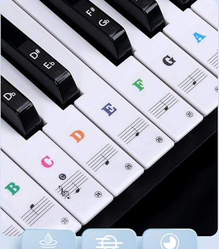 BEIIRLLA Piano Key Stickers for Beginners kids,88/61/54/49/37 Key Bold Large Letter Piano Stickers ?Piano Keyboard Letters for Beginners?Kids Piano Key Stickers Rainbow Colors