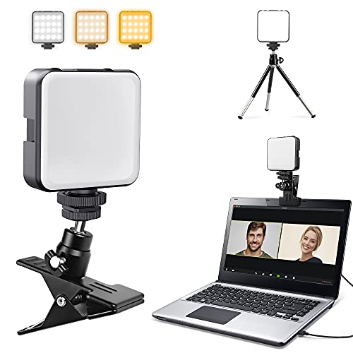 Hagibis Video Conference Lighting Kit with Clamp and Tripod,Webcam Lighting Clip on Computer Laptop Monitor,Built-in 2000mAh Rechargable Battery for Video Conferencing/Zoom Lighting/Remote Working