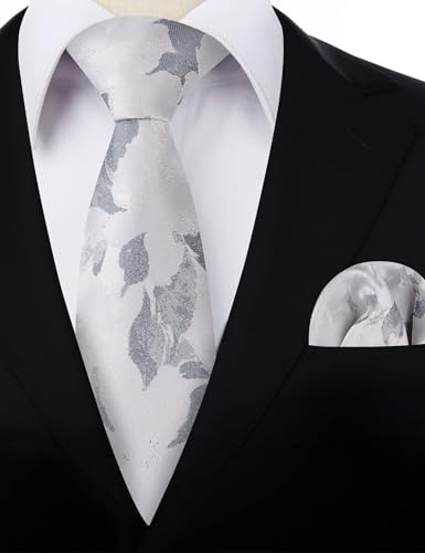 Image of Alizeal Mens 3.15'' Light Color Rustic Tie Handkerchief | with Flower Printed Handkerchief for Wedding Business Daily Wear