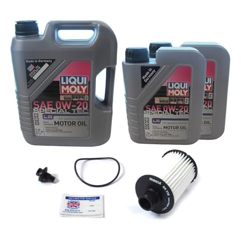 Oil Change Kit Compatible with Range Rover Evoque 2018-2020 3.0L Supercharged Only, Includes European Oil Filter with Seal, 7 Liters LIQUI MOLY Special Tech LR SAE 0W-20 Oil, Drain Plug, & Cling Cover