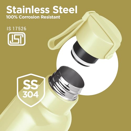 Image of Milton Felice 1000 Thermosteel Water Bottle 880 ml, 24 Hr Hot and Cold I Leak Proof Lid, ISI Certified I Vacuum Insulated I for Office, Gym, School I Ivory