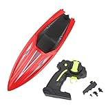 Pasamer RC-Rennboot-Set ABS-Kunststoff-Rumpf, Geringer Widerstand, Keine Interferenz, Doppelmotor-Fernbedienung, AußEnborder-Bootsgeschwindigkeit (Rot)