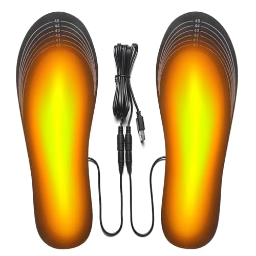 Solette riscaldate, solette termiche per scarpe riscaldanti elettriche USB, solette calde da taglio lavabili per uomini donne all'aperto, campeggio, sci, pesca, escursionismo (misura 40-45)