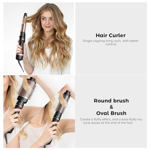 Image of Hair Dryer Brush Set, 5-in-1 Blow Dryer Brush Set, Multi Hot Air Hair Styler for Salon Blowouts, Smooth Curls, Volumizing and Straightening, Sleek and Less Frizz, Rose Gold