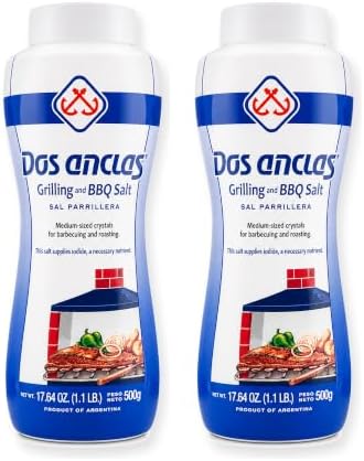 Dos Anclas Sal Parrillera 2 Pack, Rock Salt for Grilling and BBQ, Refined Medium Grain Salt for Meat and Seafood, Multi-Purpose Seasoning Gourmet Salt, 17.64 Oz (1.1 LB)