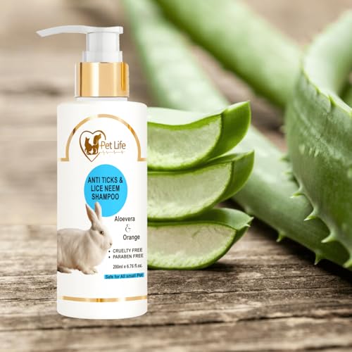 Image of Pet Life Anti Ticks & Lice Neem Small Pet Shampoo Help in Ticks, Fleas, Lice & Mites - Anti Ticks Shampoo for Small Pet, Rabbit, Rat & All Small Pet Breed - 200Ml
