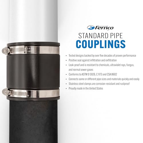 Fernco 1056-66RC Shielded PVC Pipe Coupling for Cast Iron, Plastic or Steel to Cast Iron, Plastic or Steel Plumbing Connections