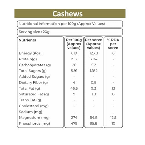 Image of Khetika Premium Whole Cashew 200g | W320 Grade | Dry Fruits, Kaju, Cashews, Healthy Snacks, Crunchy Kaju, Rich in Protein, & Nutritious, Preservative Free, Zero Trans Fat