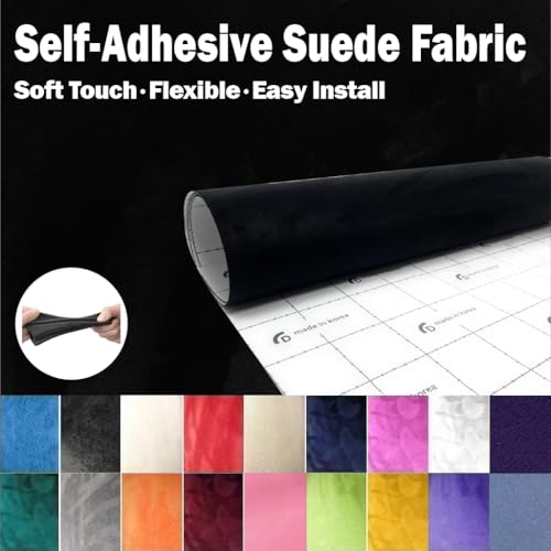 Image of Suede Fabric Wrap - Self Adhesive Film Sticker Silky Decal Sheet for Car Interior Furniture Upholstery DIY Elastic Stretch Peel and Stick (Black, 17.5 X 70 inches)