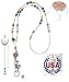 Hidden Hollow Beads Retractable Badge Reel, Women's Hand Beaded Necklace Lanyard, USA, Strong, ID Card Holder, Keys Teacher Nurse Cruise (Multi - Super Slim)