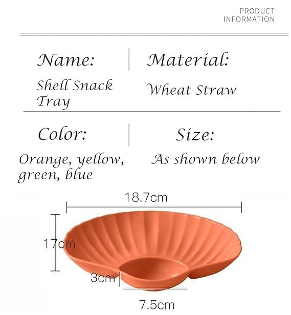 Vortipu Shell-Shaped Plates, 7.28" Inch, | Appetizers Serving Dishes for Chips, Pasta & Momos | Lightweight & Divided Dishes | Wheat Straw Plate for Serving Snacks for Party & Picnic (Orange, 12) 1