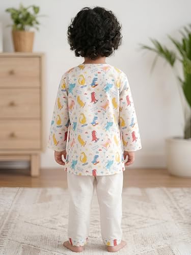Image of POLKA TOTS Premium Cotton Night Wear for Boys & Girls | Traditional Kurta Pyjama Night Suit Set | Ultra-Soft & Breathable Nightwear for Toddlers & Baby | Kids Night Dress from Newborn to 8 Years
