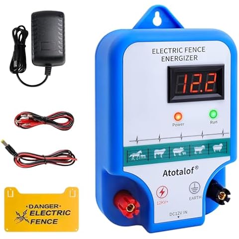 Electric Fence Charger for Livestock - 10 Miles 3 Joule Output Multi Power Electric Fence Energizer Livestock Electric Fence Kit Cover