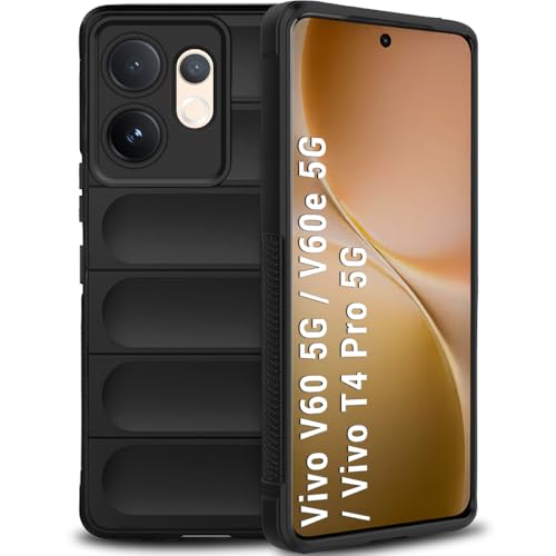 Image of TheGiftKart Liquid Silicon Back Cover Case for Vivo V60 5G / V60e 5G / Vivo T4 Pro 5G | Shockproof Military Grade Protection | Micro-Fibre Cloth On Inner Side | Anti-Slip Grip Back Cover (TPU, Black)