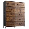 WLIVE Tall Dresser for Bedroom with 12 Drawers Chests of Drawers Fabric Dresser for Bedroom Closet Fabric Storage Dresser with Drawers Steel Frame Rustic Brown Wood Grain Print