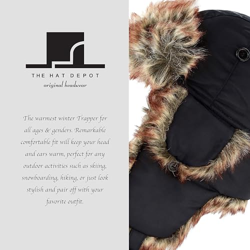 Image of Faux Fur Safety Reflective Aviator Trapper Hat Snow Ski Trooper Winter Cap