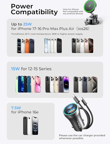 LISEN Qi2.2 25W MagSafe Wireless Car Mount Charger — view 9