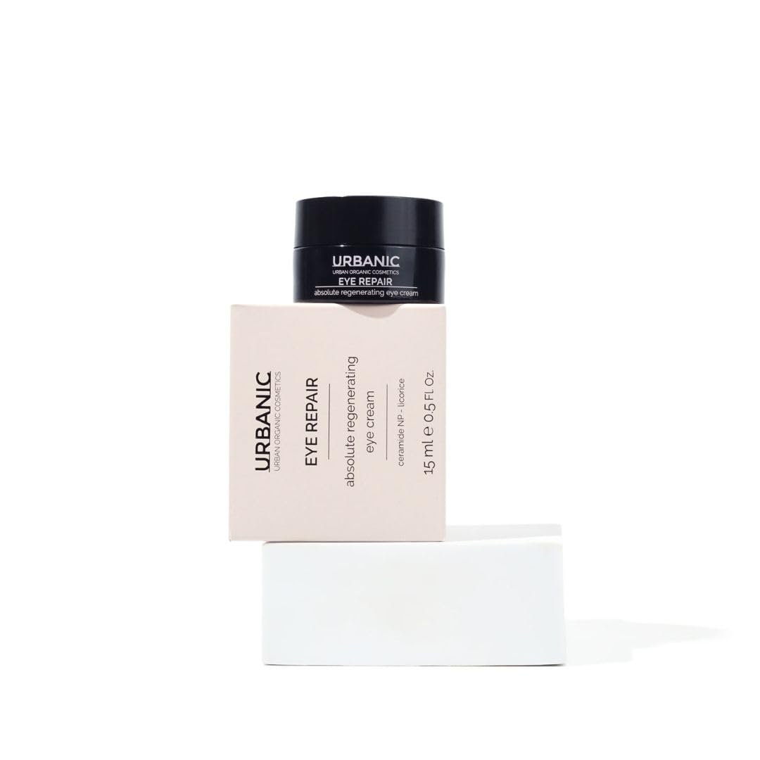 URBANIC Crema Intensiva Contorno de Ojos Eye Repair, Contorno de Ojos Ojeras con Ceramidas 15 ml de producto, Tratamiento intensivo contorno de ojos Sin SLS, SLES y PEG para arrugas, bolsas y ojeras