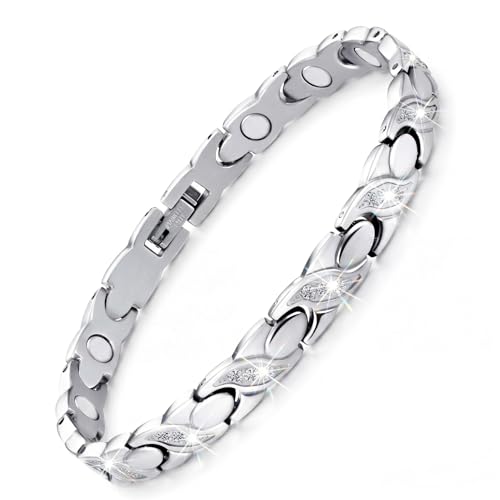 Feraco Crystal X-Shaped Titanium Bracelet