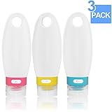 Travel InspiraTM Travel Silicone Bottles 3.3oz 3 Pack TSA Airline Carry-on Approved Squeezable & Refillable Travel Containers for Shampoo, Conditioner, Lotion, Toiletries