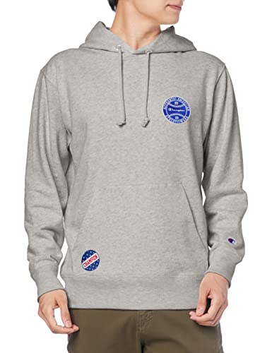 [チャンピオン] パーカー 長袖 裏毛 トレーナー ワッペン付き フラッグデザイン ミドルウェイト フーデッドスウェットシャツ メンズカジュアル C3-W121 オックスフォードグレー XL