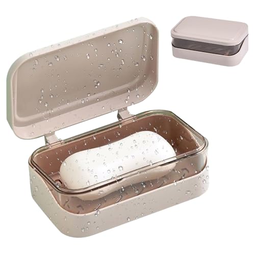 Krmoau Boîte à Savon Portable - Porte-Savon avec de Drainage - avec Couvercle - pour Voyage, Baignoire, Douche, Camping