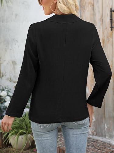 ELLEVEN Womens Linen Blazer Casual Long Sleeve Lightweight One Button Jackets Spring Summer Suit3