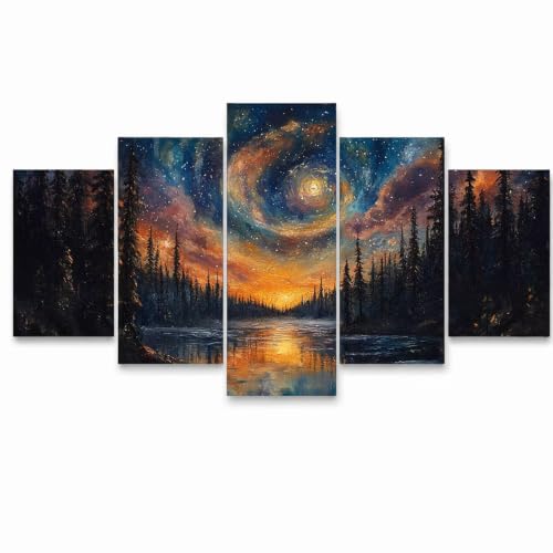 Pintar por Números Adultos Kit Manualidades Cinco Lienzos Árbol Cuadros Salón Moderno