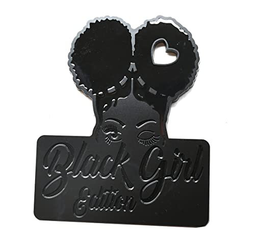 Image of Custom Black Girl Edition Car Badge Emblem Decals - Compatible Vehicles, Doors, Body, Fenders, Trunk - Stylish Dynamic Look (Black)