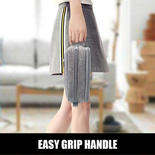 Image of Sooez High Capacity Pencil Case, Big Pencil Bag Pouch Box Organizer Pen Case, Portable Journaling Supplies with Easy Grip Handle & Loop, Asthetic Supply for Girls Adults, Grey