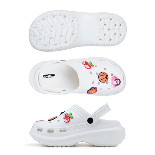 Image of DOCTOR EXTRA SOFT Women's Premium Extra Comfortable Clogs /Sandals with Cute Charms & Adjustable Back Strap for Adult| Lightweight Stylish & Anti-Skid| Waterproof Everyday Use Mules Girls /Ladies D-538