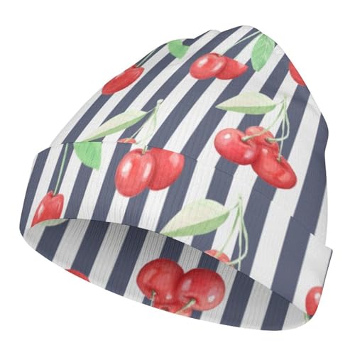 Cherry Fruit Pattern Kids Beanie Hat for for Girls Boys Children Cap Winter Knitted Chemo Cancer Headwear Accessories Gifts Decoration