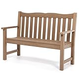 Stoog All-Weather Outdoor Bench, 2-Person Poly Lumber Garden Bench with 800lb Capacity, Never Fade & Rust-Proof, for Backyard, Patio, Deck, and Porch, Teak