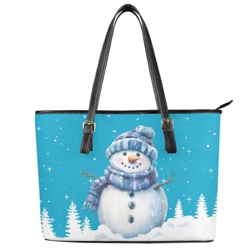Image of Coldinair Christmas Leather Tote Bag for Women with Zipper Large Shoulder Tote Bag Shopping Casual Travel Bag Handbag Purse