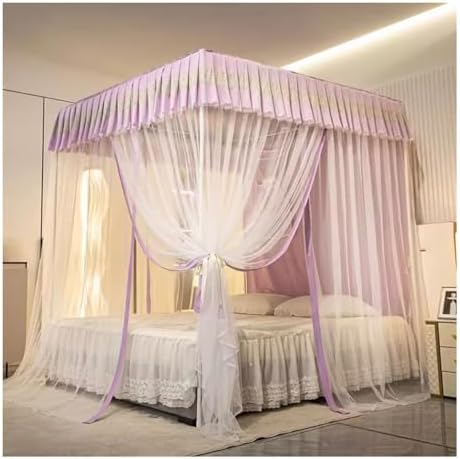 Fabric Bed Drapes Mesh Protection Canopy Shielding Netting,Bed Tents,Purple Bed Canopy Mosquito net, Soft and Durable Bed Canopy for Girls Room Tent Canopy Dreamy Mosquito Net Bedding (Color