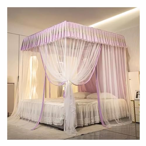 Ropa de cama de ensueño con mosquitera morada para dosel elegante 2