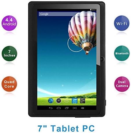 Haehne 7 Pollici Tablet PC, Google Android 4.4 Quad Core, 512MB RAM 8GB ROM, Doppia Fotocamera, Touchscreen Capacitivo, WiFi, Bluetooth, Nero