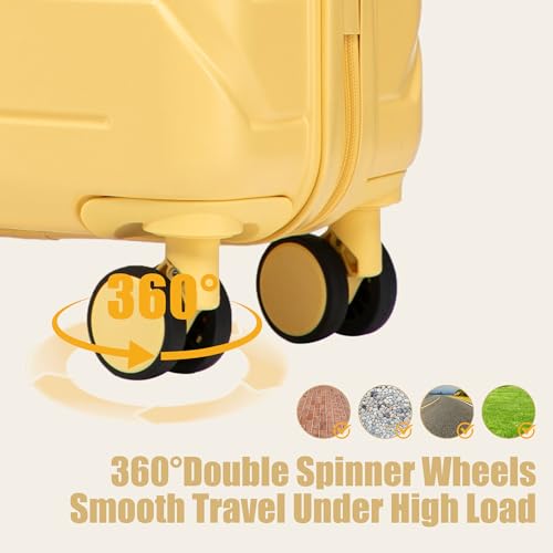 Image of 20 Inch ABS Hard Shell Travel Checked Luggage With Combination Lock, Yellow