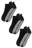 RATIVE Anti Slip Non Skid Barre Yoga Pilates Hospital Socks with grips for Adults Men Women (Large, 3-pairs/black)