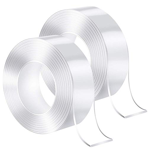 Double Sided Tape Heavy Duty?Multipurpose Wall Tape Adhesive Strips Removable Mounting Tape, Washable Strong Sticky Transparent Tape Gel Poster Carpet Tape for Paste Items, Household (9.84FT/3M, 2PCS)