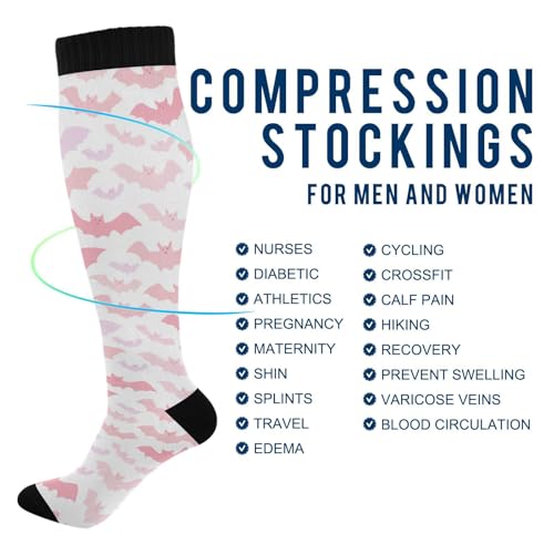 Image of SHJI Compression Socks for Women Sock Men Knee High Stockings for Running Athletic Hiking Cycling