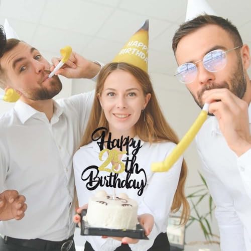 Image of 25th Happy birthday cake topper party decoration gift plugin | Cheers to 25 Years,25 & Fabulous /Hello 25th Legend since Awesome since2001 Straight Outta Party Decoration Gift Plugin
